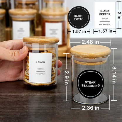 4OZ Glass Spice Jars with Bamboo Lids and 315 Labels, 32 Pcs Clear Food Storage Containers for