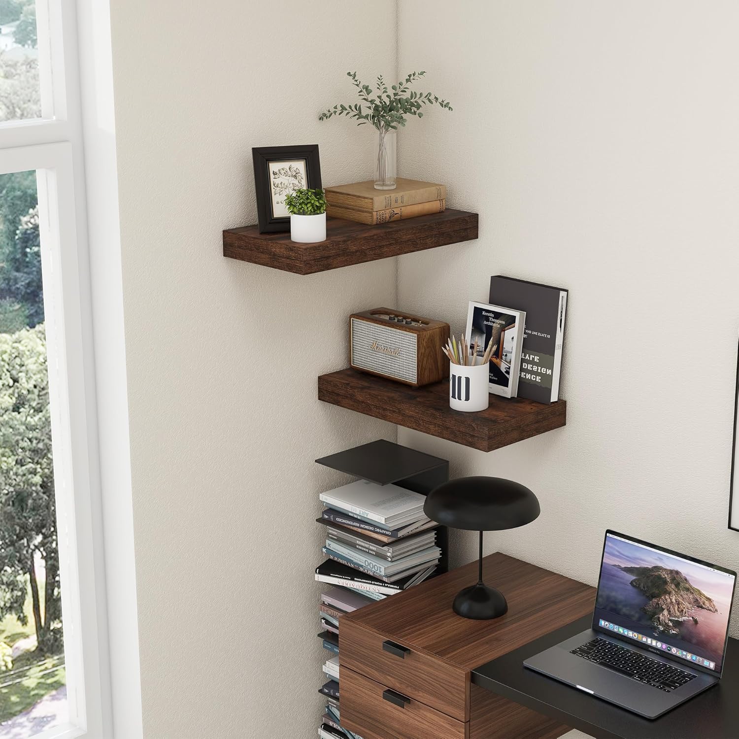 Deep Floating Shelves, 12 Inch Deep Rustic Floating Shelves Set of 2, 24 Inch Large Wall Mounted