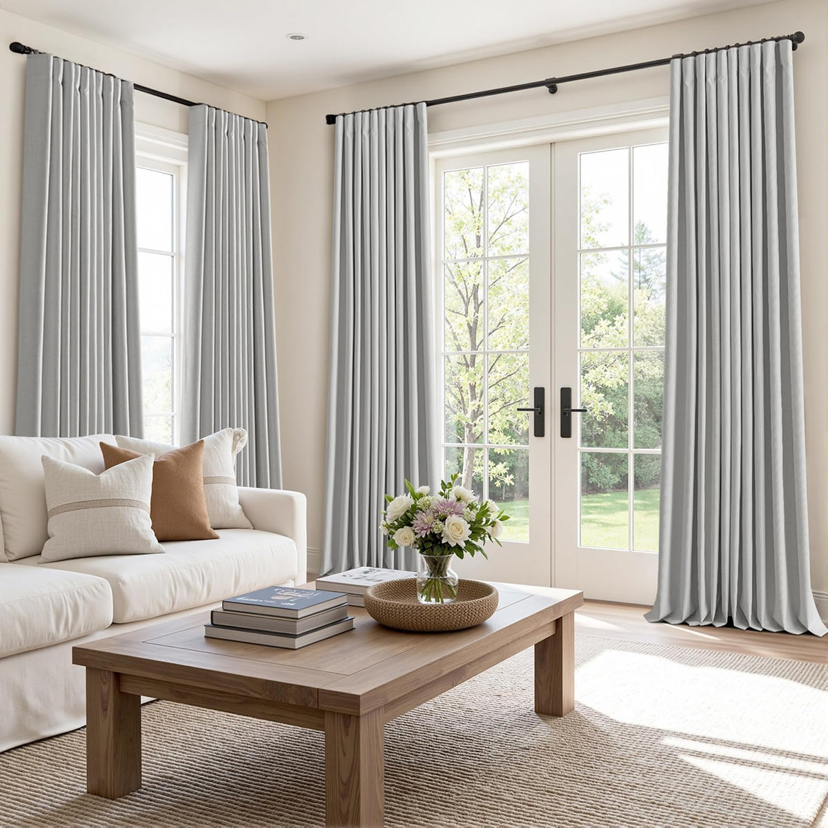 MIULEE 100% Blackout Curtains 102 Inch Long 2 Panels Set for Bedroom, Thick Faux Linen Black Out