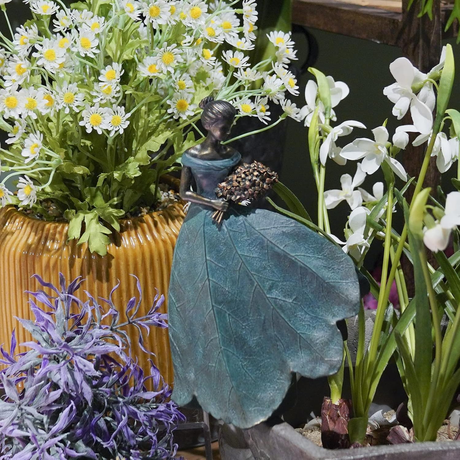 Guichifun Fairy Statue Collection Home Decoration - Leaf Angel Girls Resin Home Garden Patio Decor