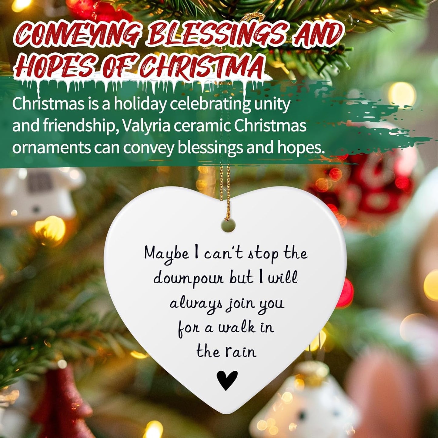 Personalized Maybe I Can't Stop The Downpour Ornament, Friendship Gifts for Women Best Friend