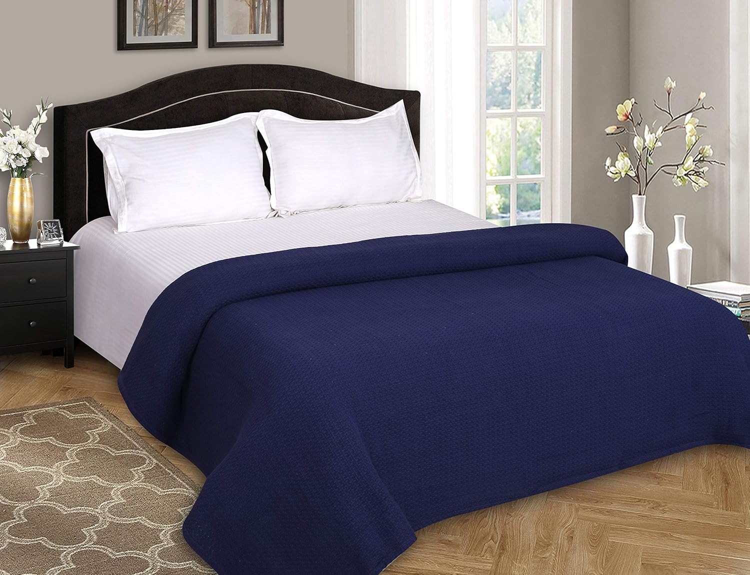 Elvana Home 100% Cotton Bed Blanket, Breathable Bed Blanket King Size, Cotton Thermal Blankets