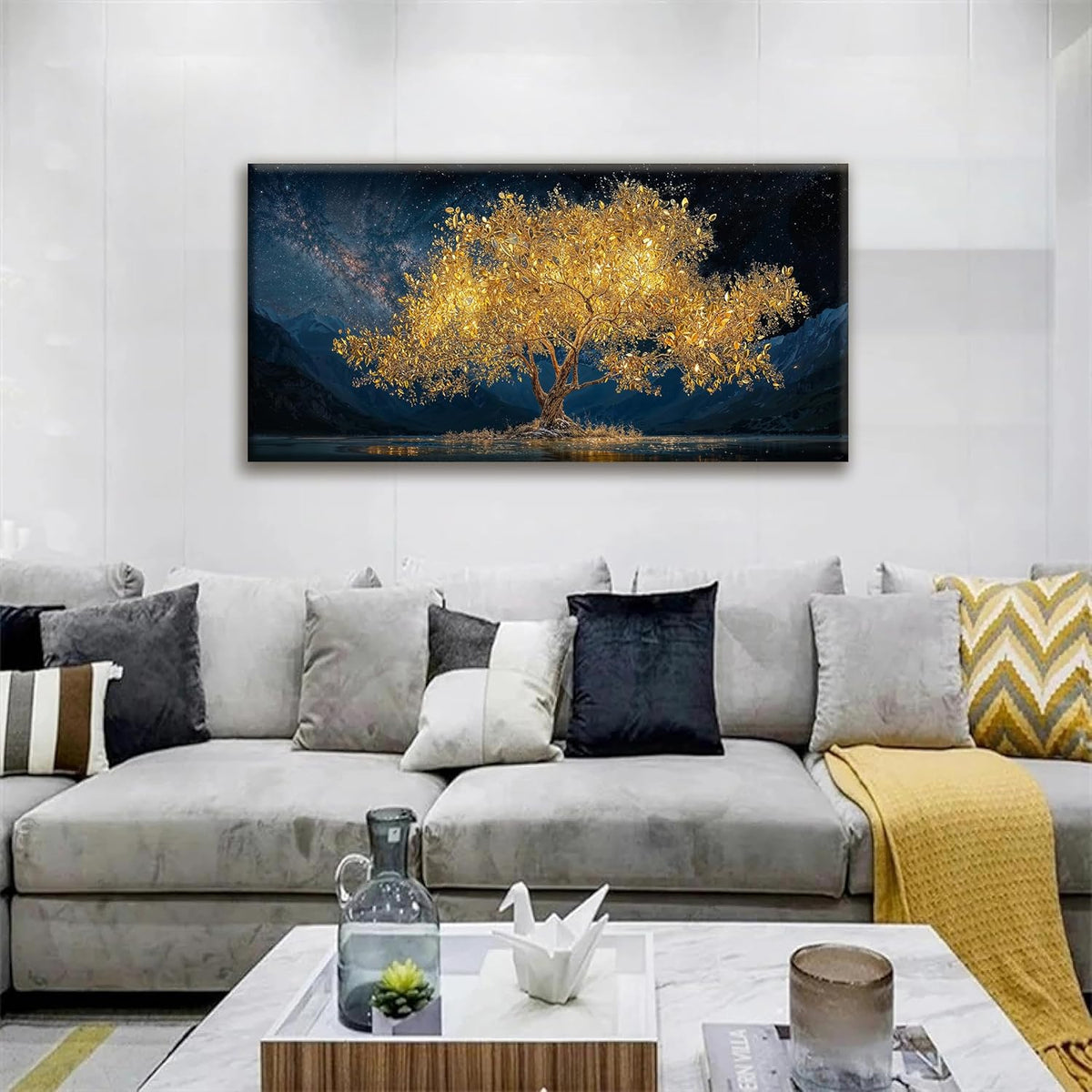 Tsomzxng Modern Canvas Wall Art Decor Print Paintings Gold Tree Of Life Landscape Painting Prints