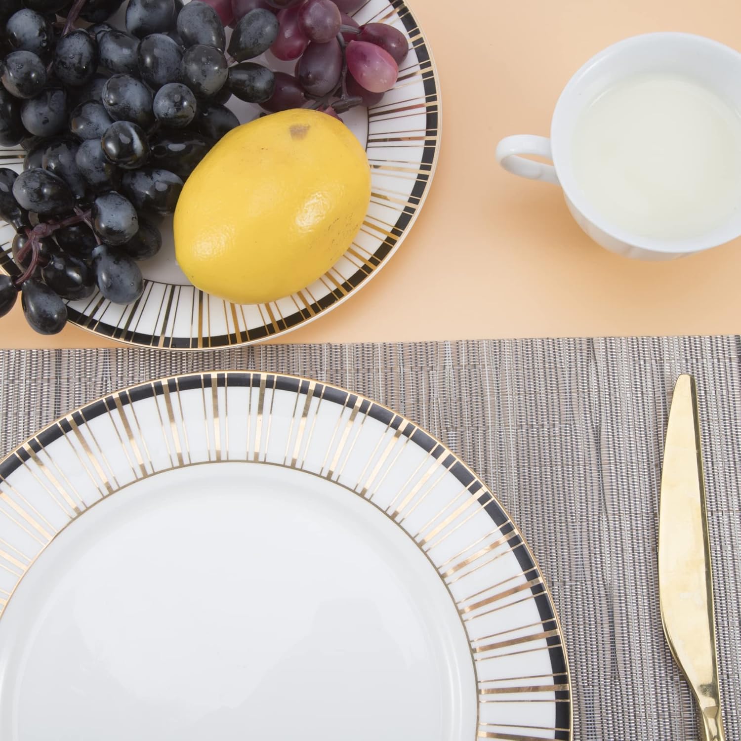 Sliver Placemats Set of 4 - Easy Clean Modern Durable Washable Vinyl Place Mats - Heat Resistant