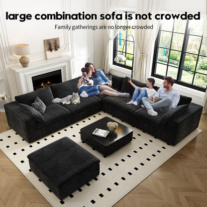 118" Cloud Couch Oversized Modular Sectional Sofa for Living Room,Modern Sofa with Deep Seat，6