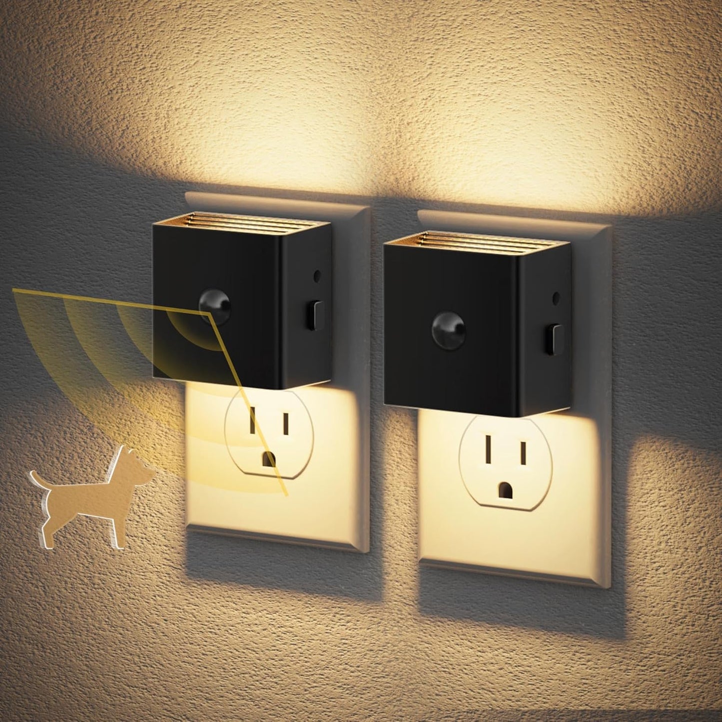 JandCase Motion Sensor Night Light, Night Lights Plug into Wall with Adjustable Brightness, Motion