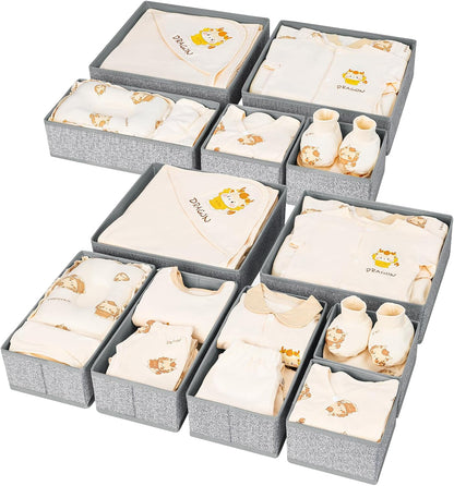 DIMJ Drawer Organizer Clothes 12 Pack - Foldable Baby Organizers and Storage & Dresser Organizer