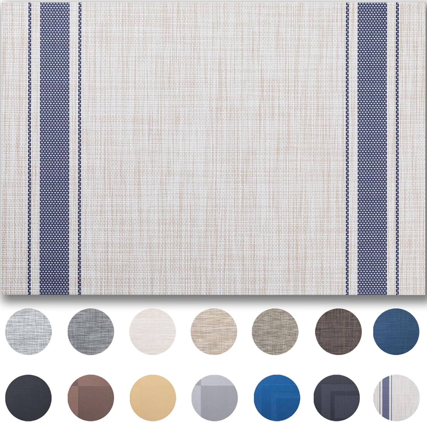 Placemats Set of 12 - Easy Clean Woven Vinyl Placemats for Dining Table, Indoor/Outdoor Place Mats