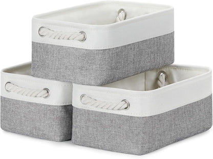 Bidtakay Small Baskets Fabric Storage Baskets for Organizing 3-Pack 12x8x5 Inch Collapsible Storage