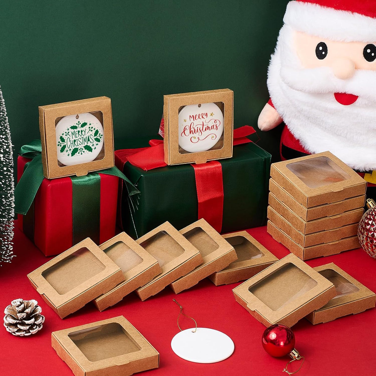 25 Pcs Sublimation Ornament Blanks Box 3.6"x3.6"x0.7" Christmas Ornaments Holder Ceramic Discs