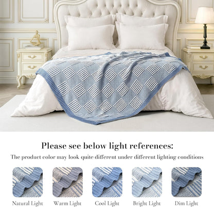Amélie Home Chenille Knit Throw Blanket for Couch, Checkered Texture Decorative Soft Blanket for