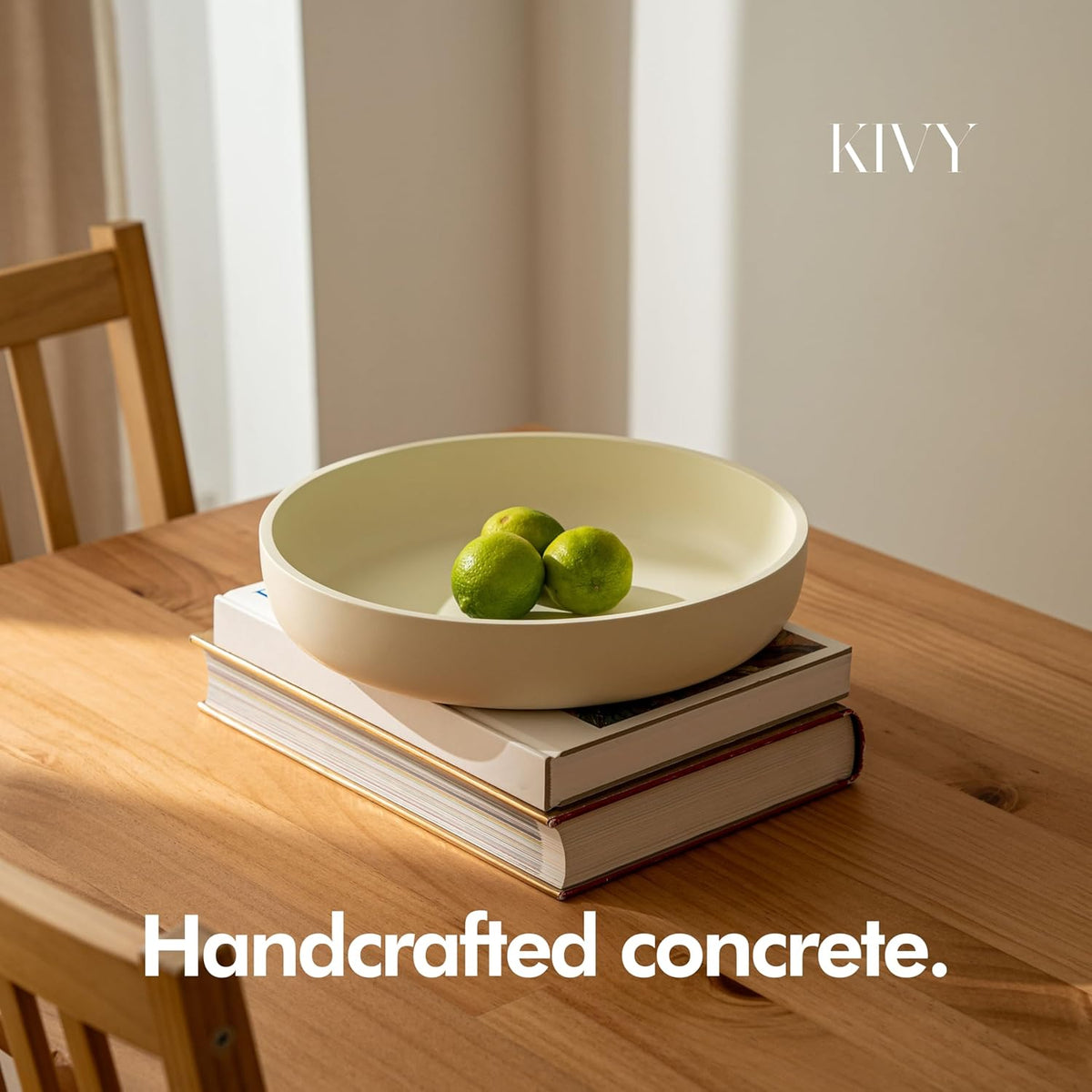 KIVY Concrete Fruit Bowl for Kitchen Counter - Large Decorative Bowl for Home Decor - Modern Fruit