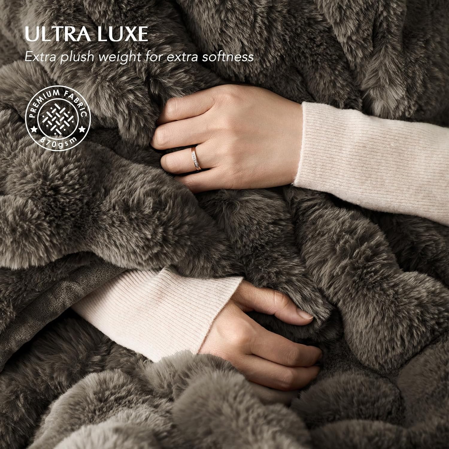 EVERGRACE Ultra Soft Luxury Fluffy Faux Rabbit Fur Throw Blanket, Thick Warm Fuzzy Blankets for
