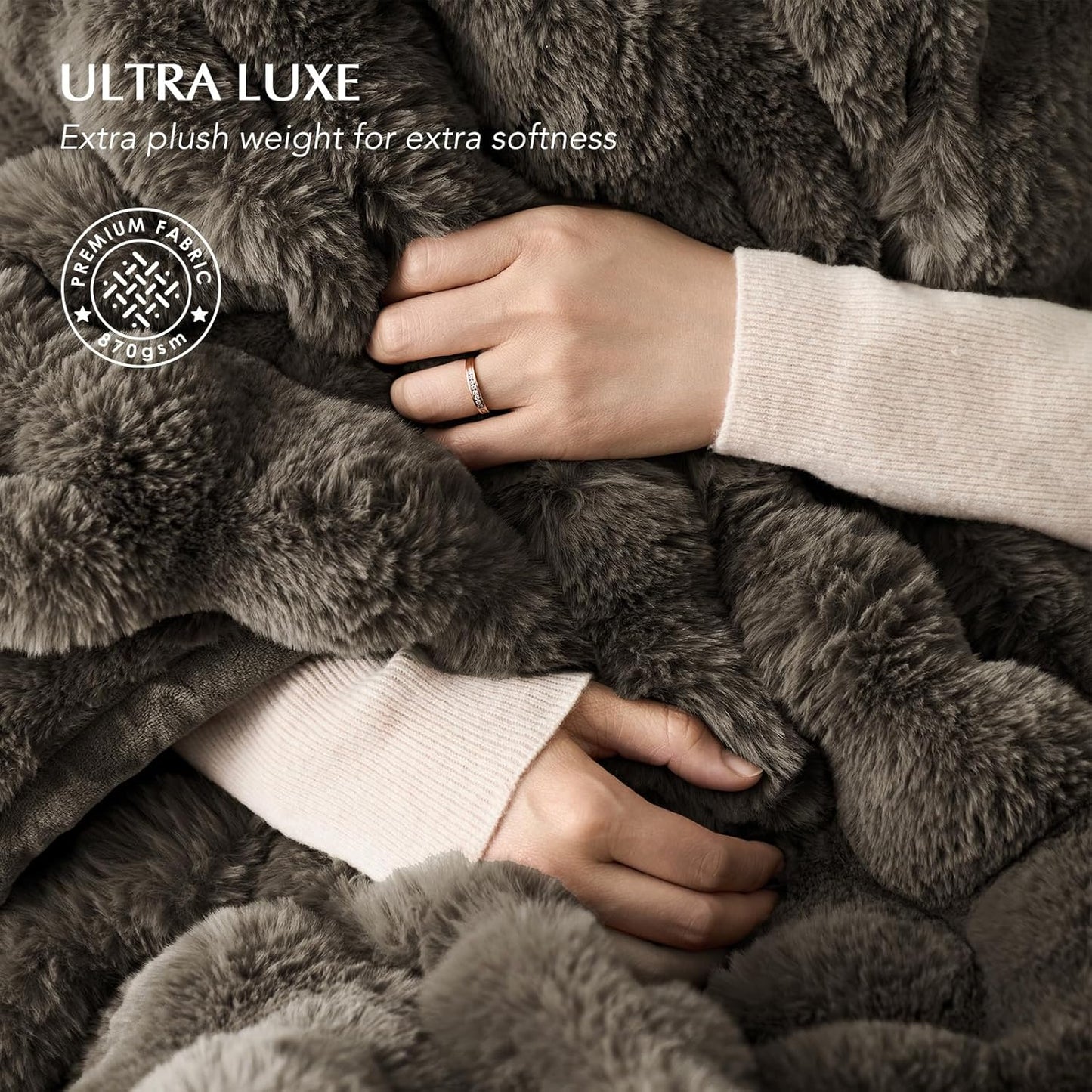 EVERGRACE Ultra Soft Luxury Fluffy Faux Rabbit Fur Throw Blanket, Thick Warm Fuzzy Blankets for
