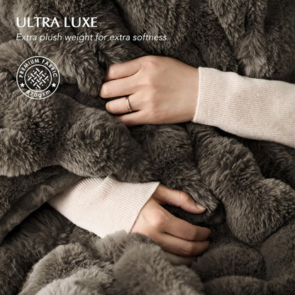 EVERGRACE Ultra Soft Luxury Fluffy Faux Rabbit Fur Throw Blanket, Thick Warm Fuzzy Blankets for