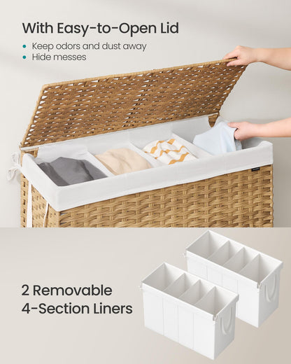 SONGMICS Laundry Hamper with Lid, 200 L Wicker Laundry Basket