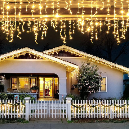 JMEXSUSS 200 LED Icicle Lights, 8 Modes Icicle Lights Indoor, Warm White Icicle Christmas String