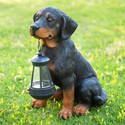 Garden Dog Statues Outdoor Decor, 13" Solar Powered LED Lights Outdoor Statue Garden Decorations