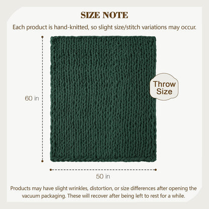 Carriediosa Chunky Knit Throw Blanket 50" X 60", 100% Hand Made Large Chenille Loop Yarn Soft