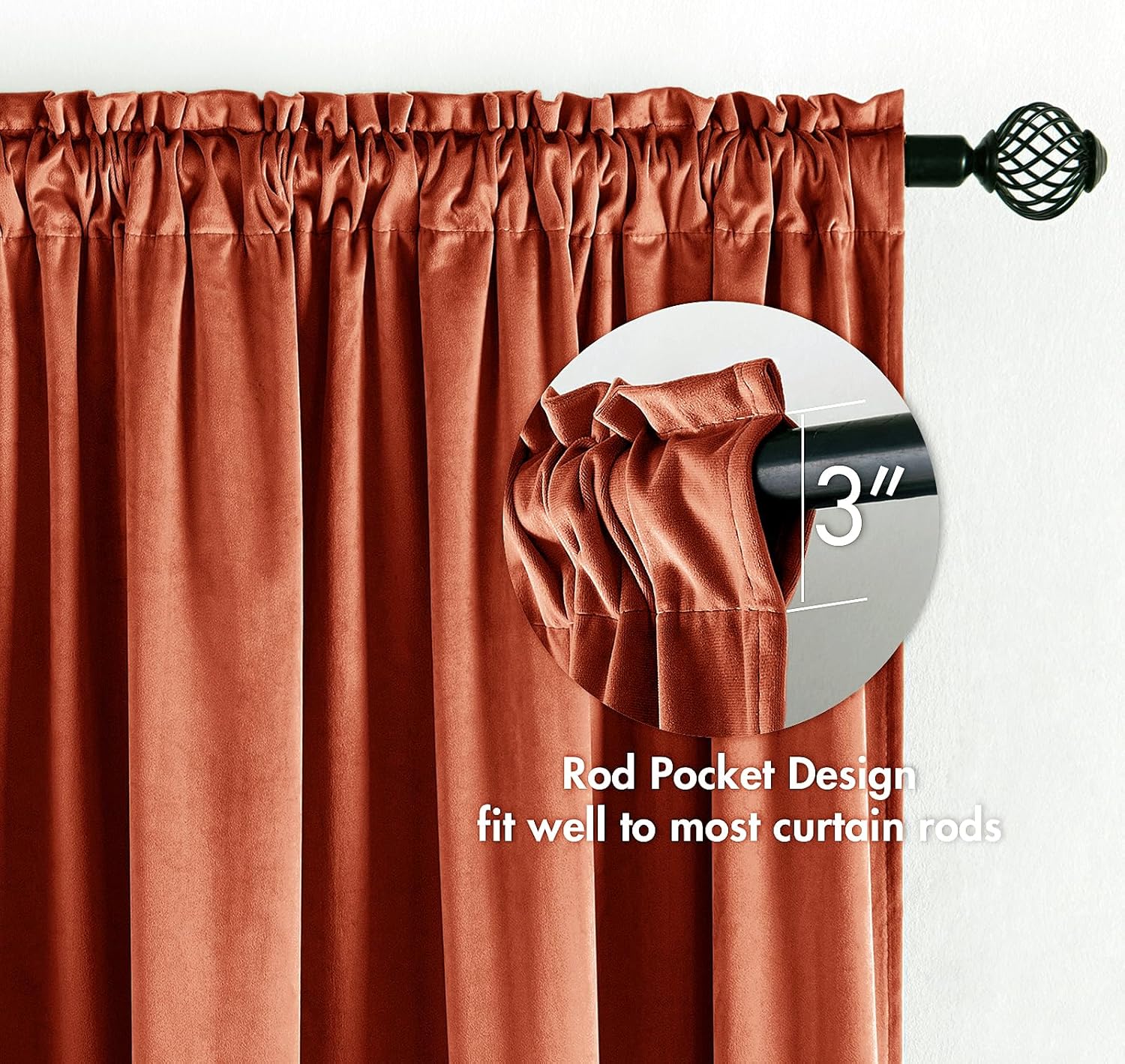 MIULEE Burnt Orange Velvet Curtains Thermal Insulated Blackout Curtain Fall Drapes for Bedroom