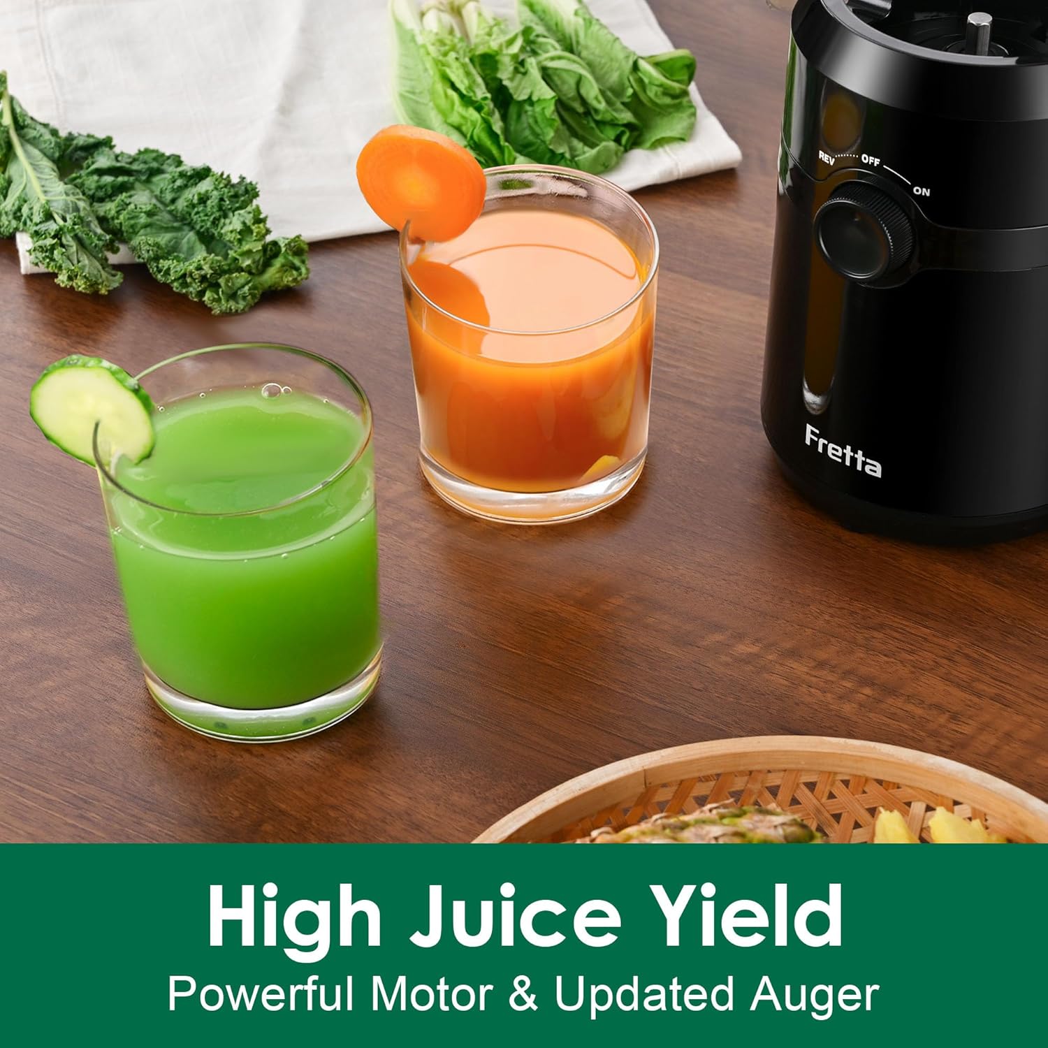 Cold Press Juicer Machines Slow Masticating Juicer Machines with 1.1 L Large Feed Chute Fit Whole