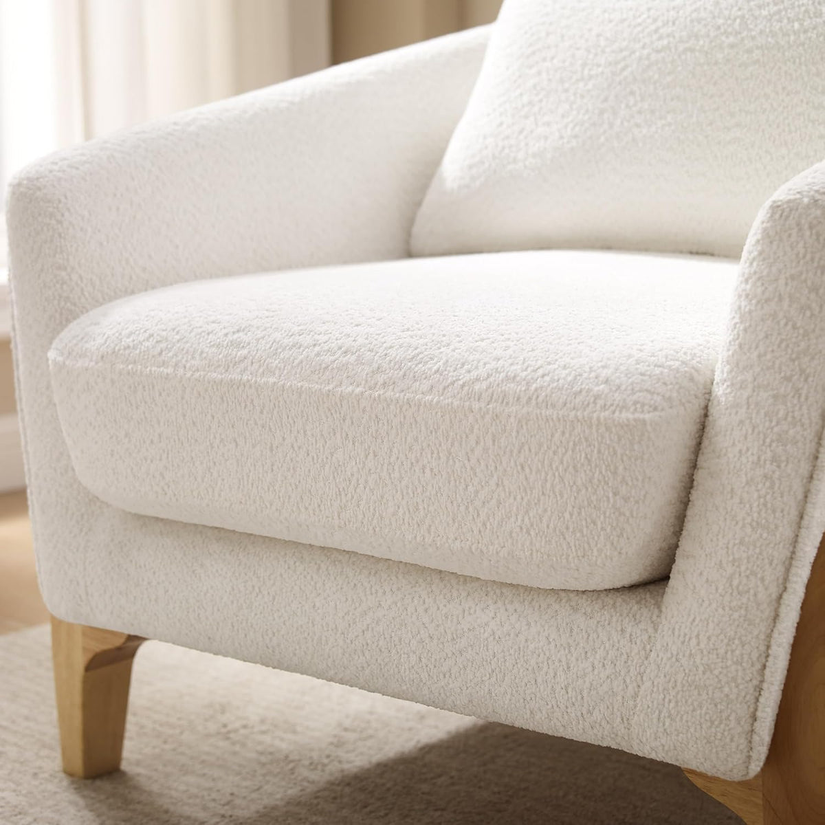 Accent Chair 31" Oversized Reading Chair Comfy Upholstered Boucle Lounge Armchair, Modern Living