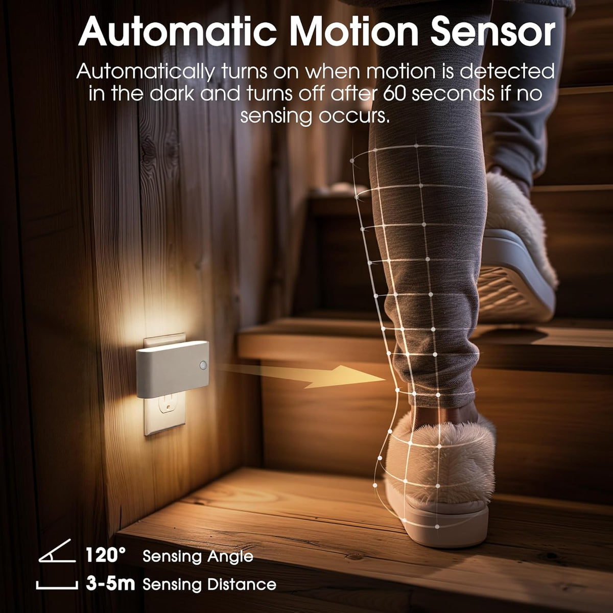 LED Night Light Motion Sensor 2 Pack, Motion Activation Night Lights Plug into Wall, Auto On Off