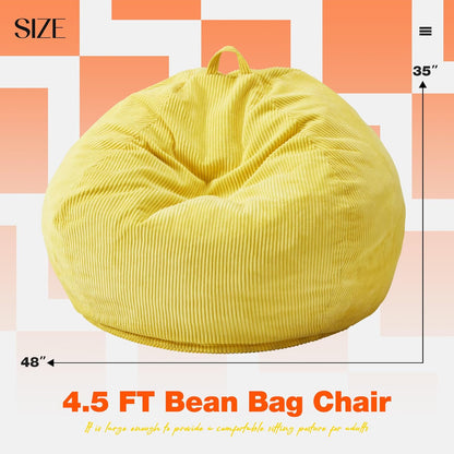 Hobestluk 4.5FT Bean Bag Chair Giant Bean Bag Chair with Filler Included Adult Bean Bag Chairs with