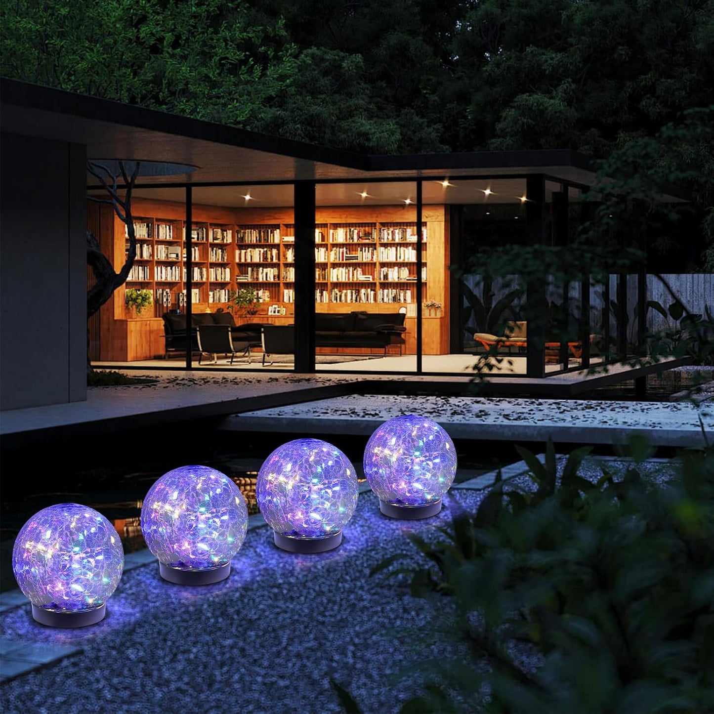 Solar Globe Lights Outdoor Waterproof-Solar Balls-Solar Garden Lights-Orbs for Outside 4 Pack