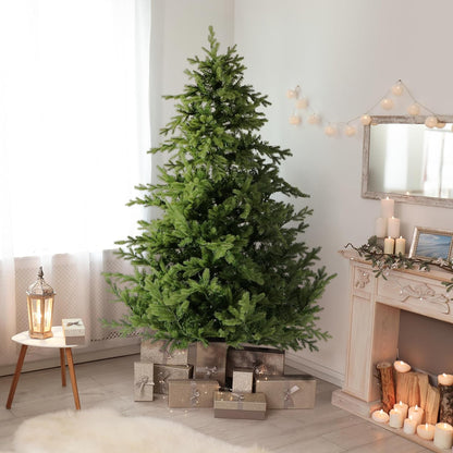 Fraser Hill Farm 7.5-Ft. Foxtail Pine Artificial Christmas Tree with Stand and No Lights, Unlit