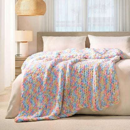 L'AGRATY Chunky Knit Blanket Throw: 60''x80'' Chenille Chunky Knitted Throw Blankets for Twin Bed