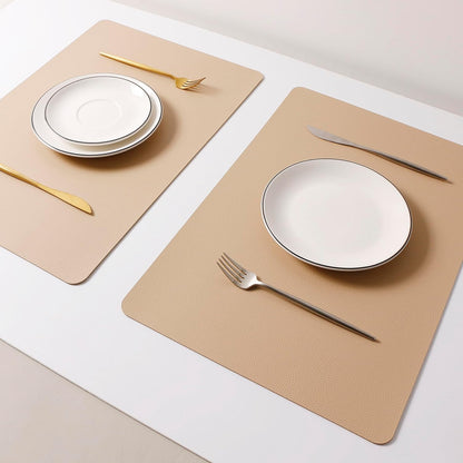 Faux Leather Placemats, Set of 6 PU Table Mats, Easy to Clean, Heat & Stain Resistant for Office