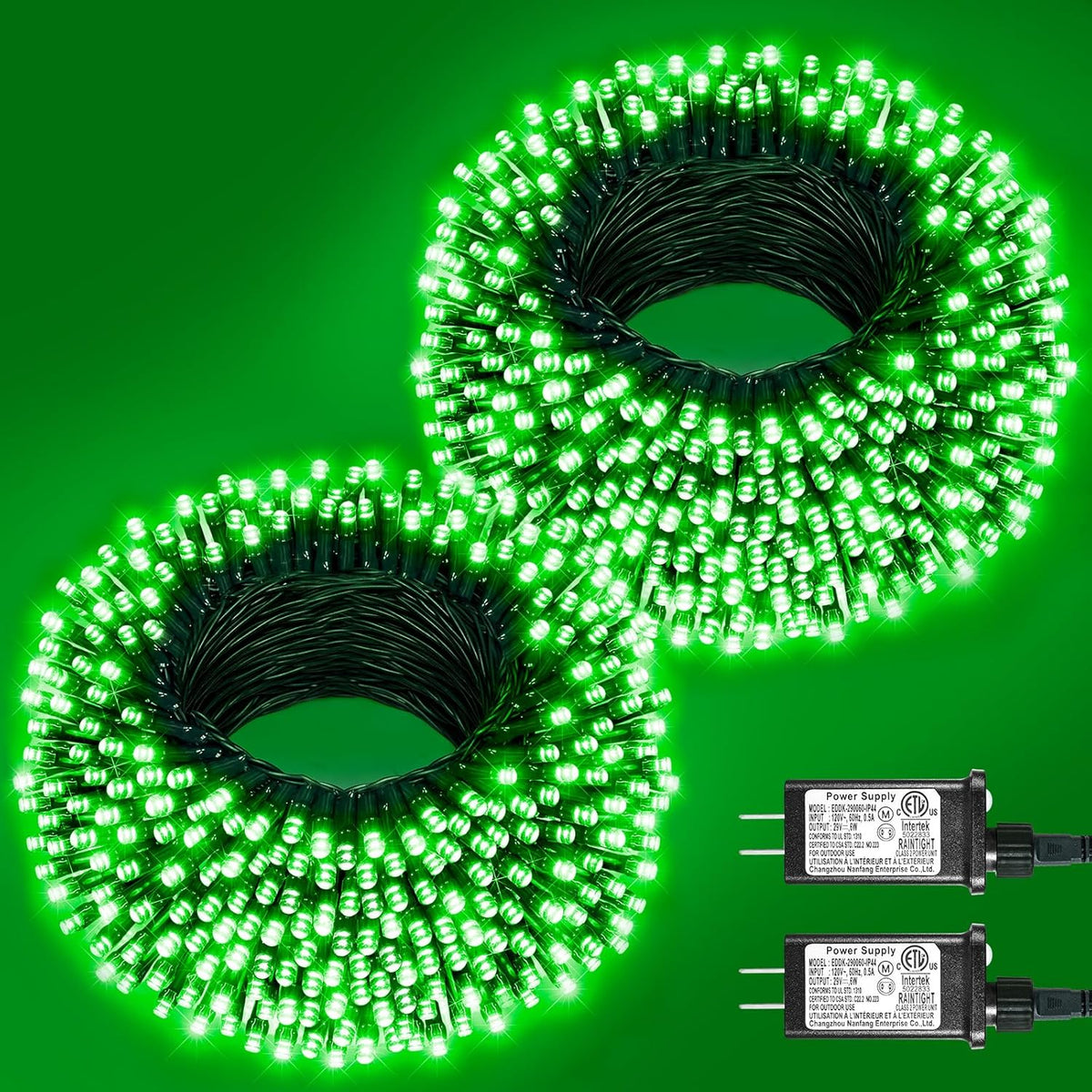 2 Pack Christmas Lights Outdoor, Total 200FT 600LED String Lights for Outside with 8 Modes