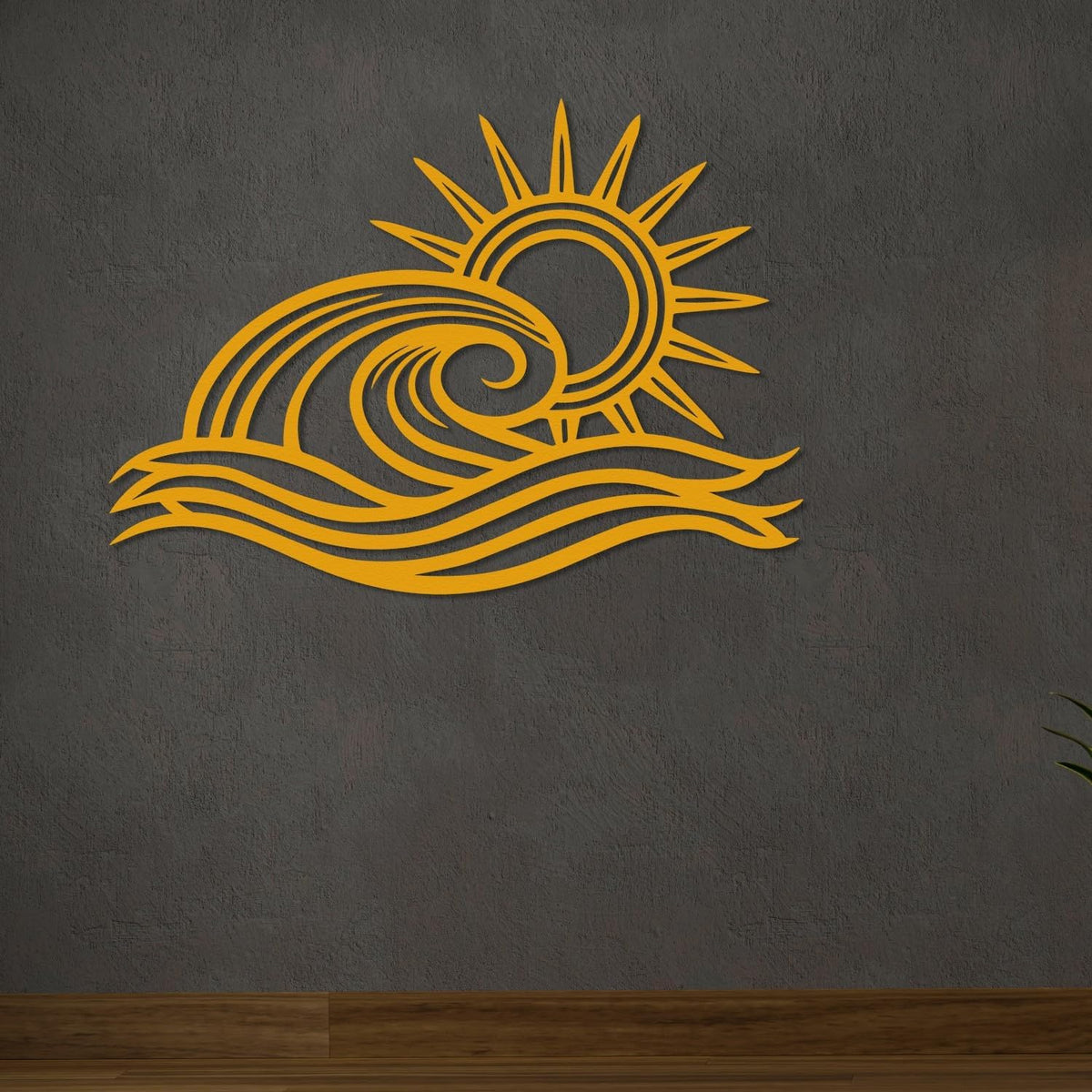 Wita Home Ocean Wave Metal Wall Art, Sun Beach Decor, Coastal Large Wall Sculpture for Home