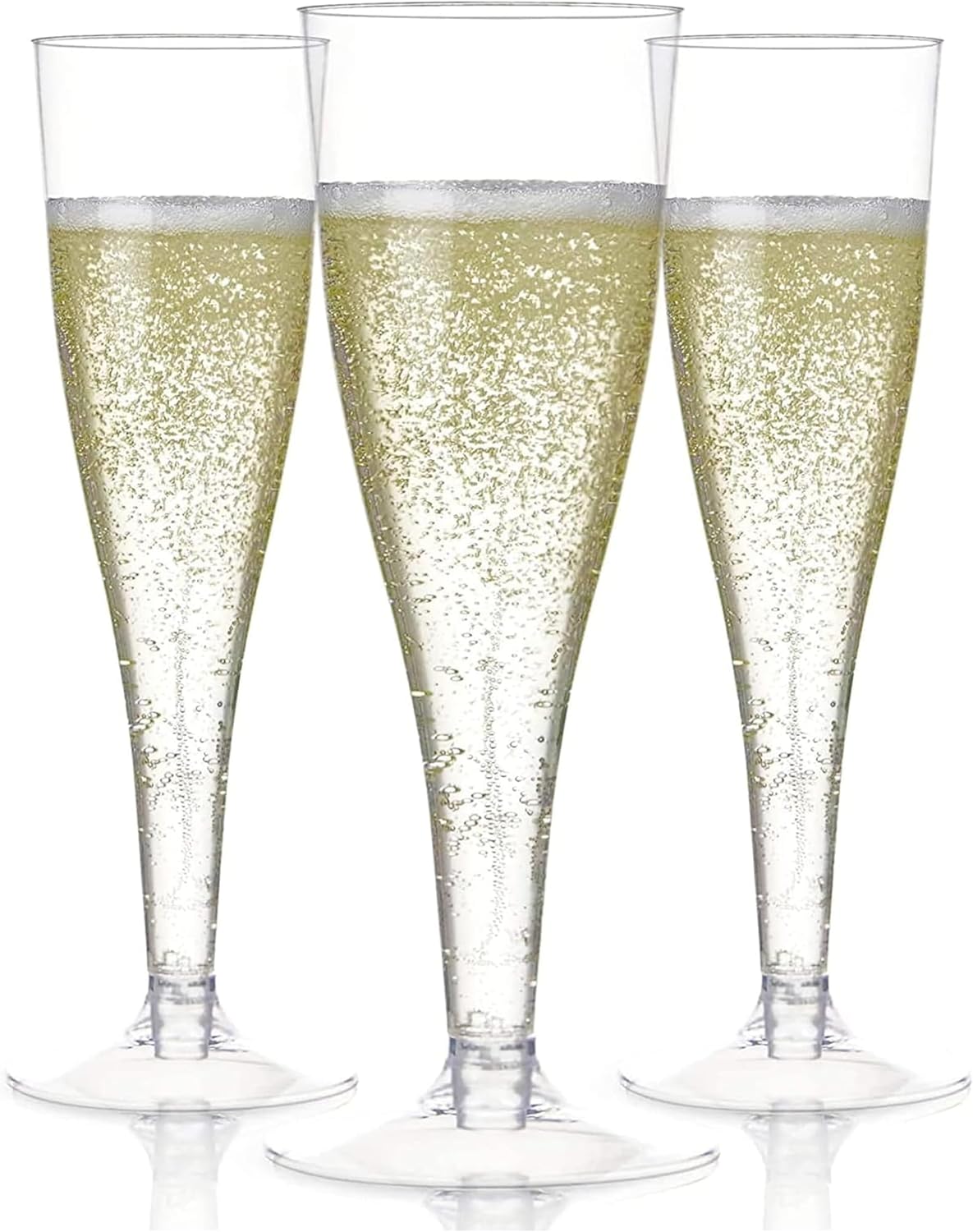 Prestee Set of 24 Clear Plastic Champagne Flutes - 4.5 oz Capacity Shatterproof Disposable Glasses