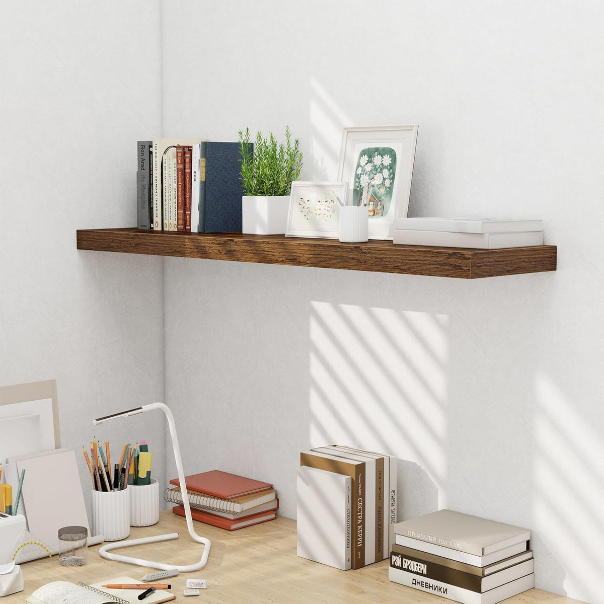 48 Inch Floating Shelves for Wall - 10 Inch Deep Fireplace Mantel Shelf - Wood Floating Shelves for