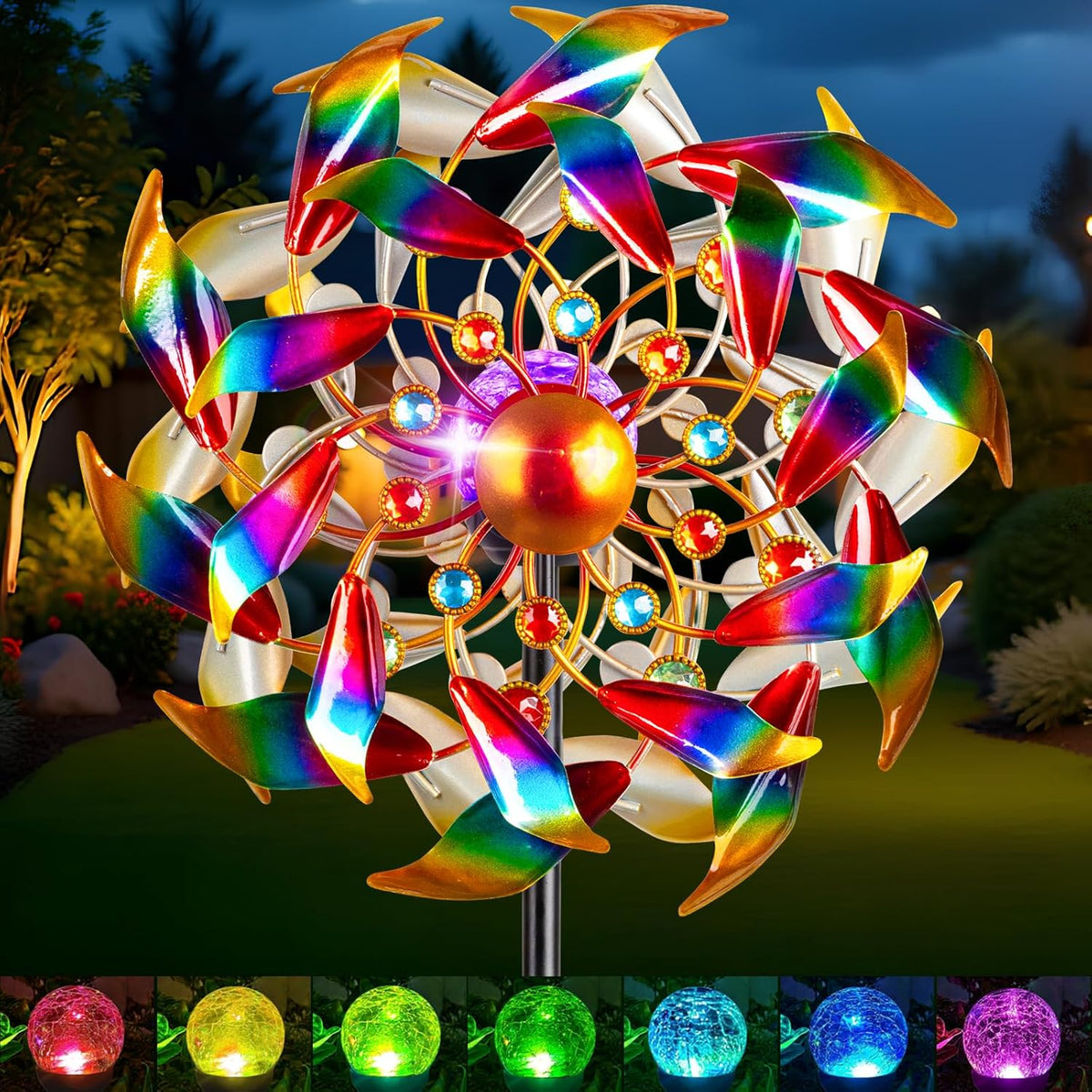 Solar Wind Spinners for Yard and Garden - 360° Metal Large Wind Sculptures Outdoor Clearance