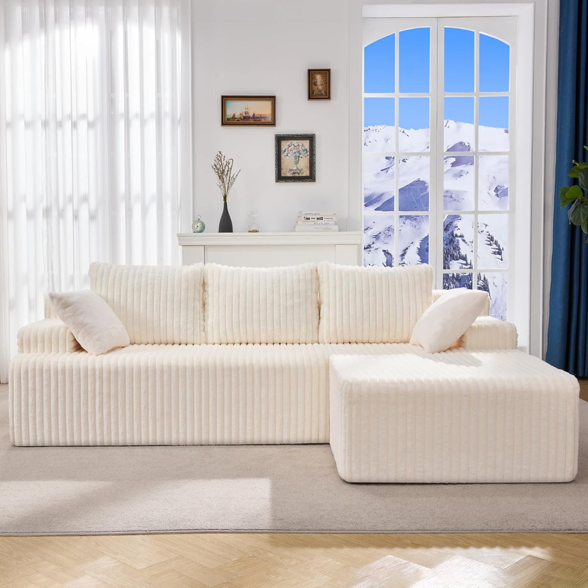 Hobestluk 96“ Modular Sectional Sofa Couches L-Shape Couch 3 Seat Modular Sofa Memory Foam