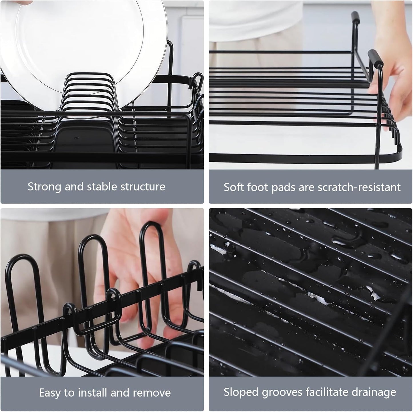 Runnatal Large Dish Drying Rack with Drainboard Set, Dish Rack, Extendable Dish Rack, Utensil
