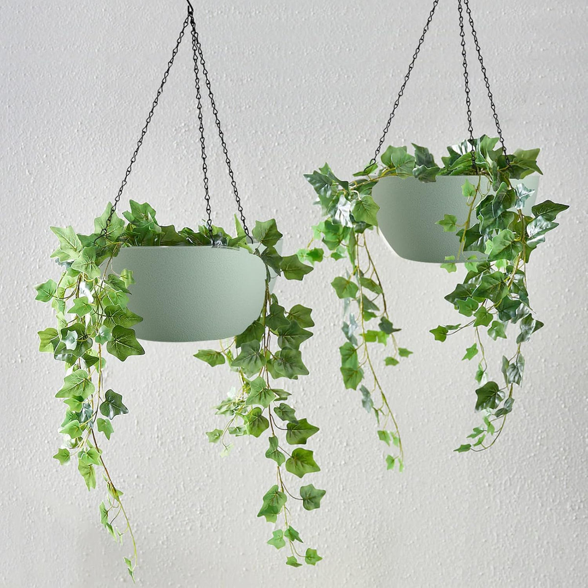 WOUSIWER 13 inch 2 Pack Large Hanging Planters for Indoor Outdoor Plants with Drainage Holes and