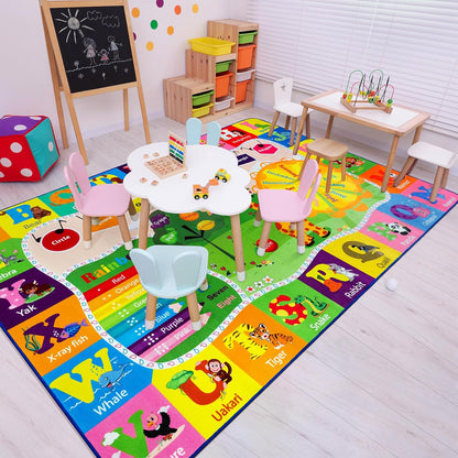 Kids Rugs for Playroom Washable, Educational and Fun Learning Rugs with ABC Alphabet Animals