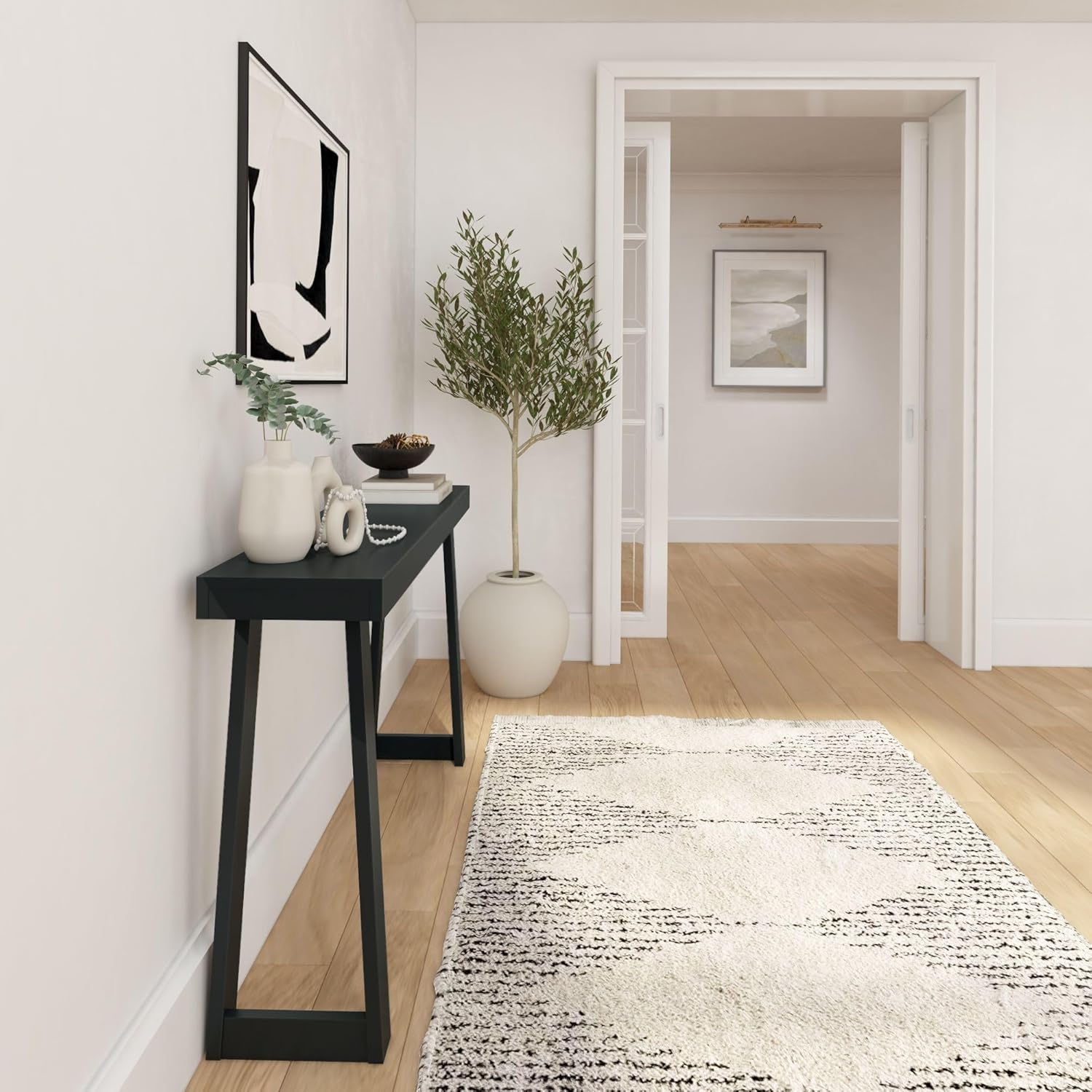 Plank+Beam Solid Wood Console Table, 56 Inch, Sofa Table, Narrow Entryway Table for Hallway, Behind