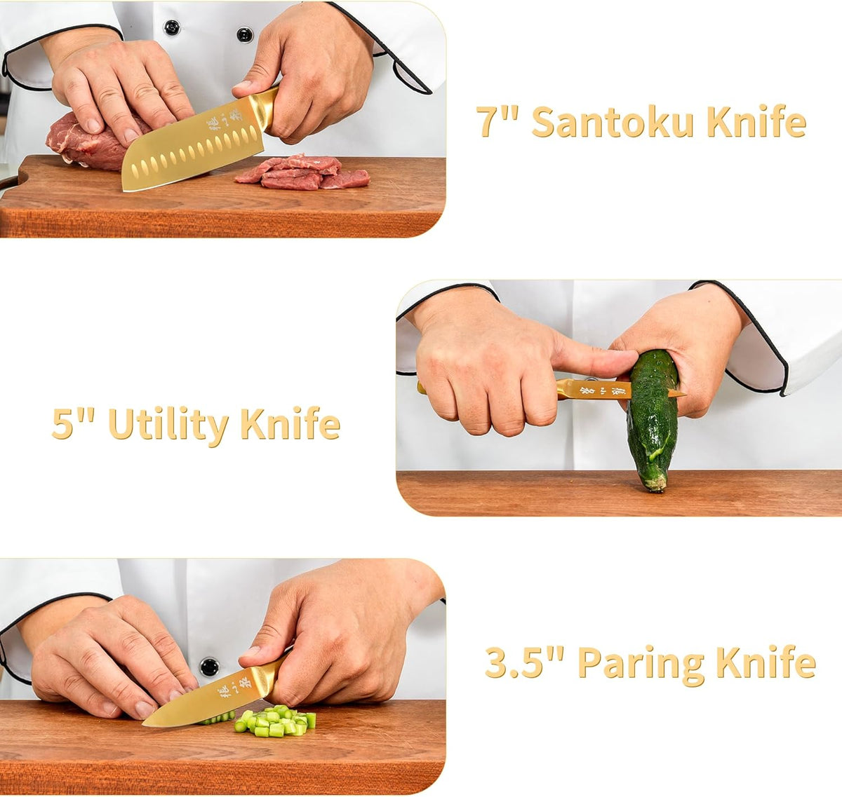 ZHANG XIAO QUAN SINCE 1628 15Pcs Knife Sets with Block, 50Cr15MoV Stainless Steel kitchen knife set