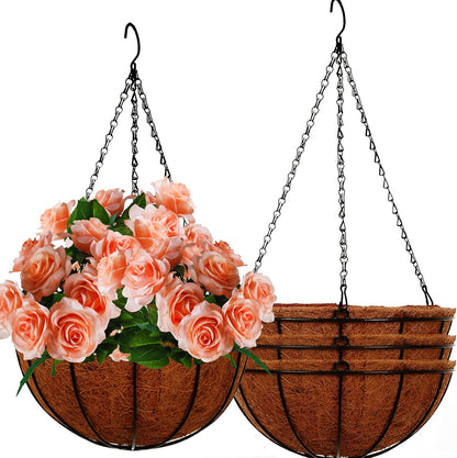 Hanging Baskets for Plants Outdoor(12 inch 4 Pack)- Coconut Coir Hanging Planters Outdoor,Metal