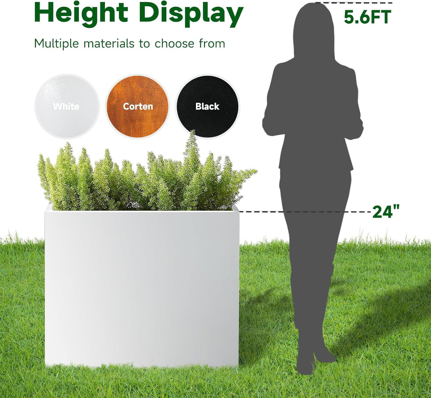 Galvanized Steel Metallic Heavy Planter for Outdoor Plants Metal Outdoor Planter Spliced Flower Box