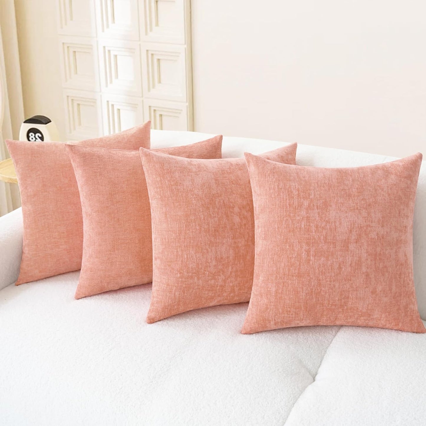 CaliTime Throw Pillow Covers Decorative 18 X 18 Inches Pack of 4 Cozy Chenille Cushion Cases for