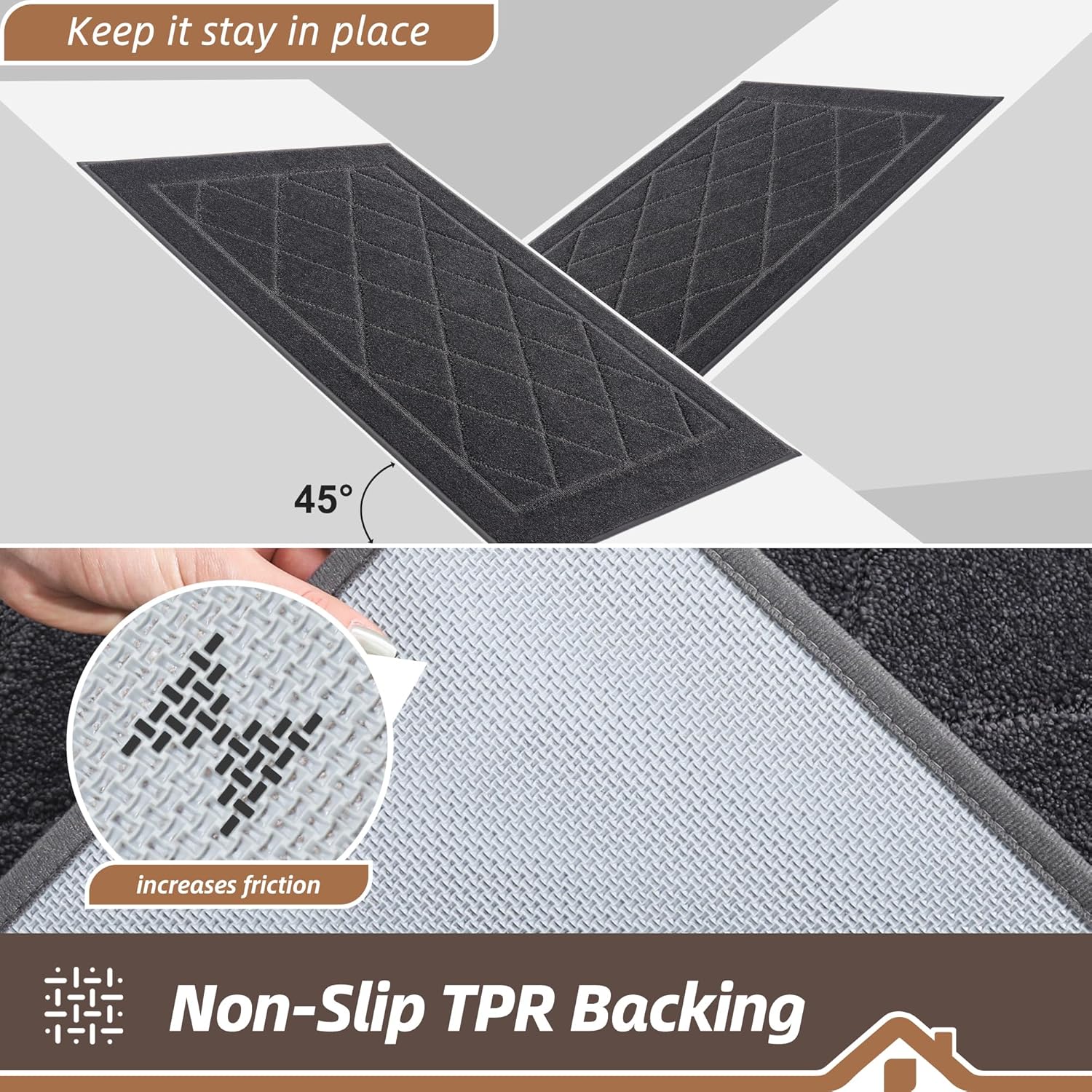 BEQHAUSE Dirt Trapper Door Mat 32" x 48", Doormat Non-Slip Entryway Rugs Washable, Dog Door Mat