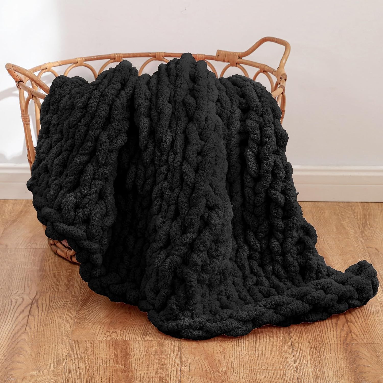 WESHIONGOO Chunky Knit Blanket Throw 40"*40" Knitted Throw Blankets for Couch Bed Fluffy Soft