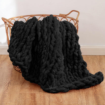 WESHIONGOO Chunky Knit Blanket Throw 40"*40" Knitted Throw Blankets for Couch Bed Fluffy Soft