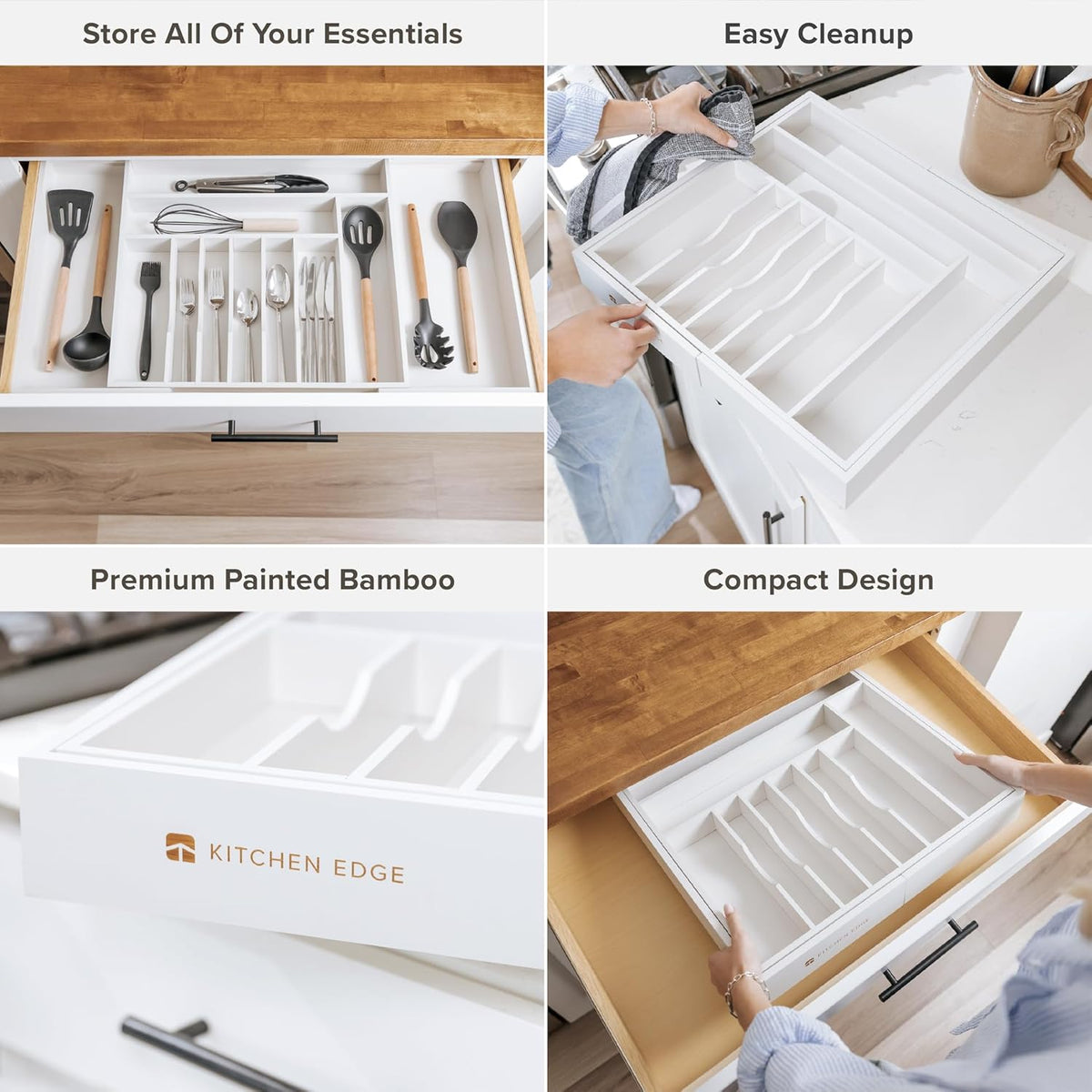 Premium Silverware, Flatware and Utensil Organizer for Kitchen Drawers, Food-Safe Contract Grade